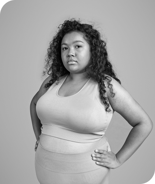 a woman to show case a potential candidate for breast reduction surgery in dubai