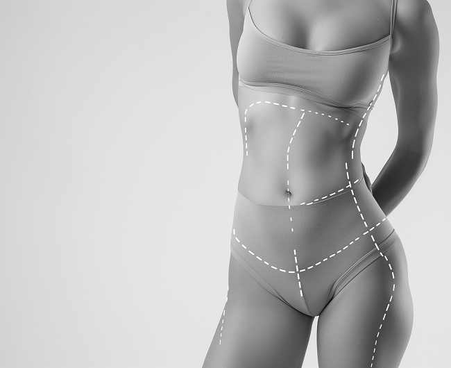 a woman wearing a swimsuit after the Liposuction in Dubai